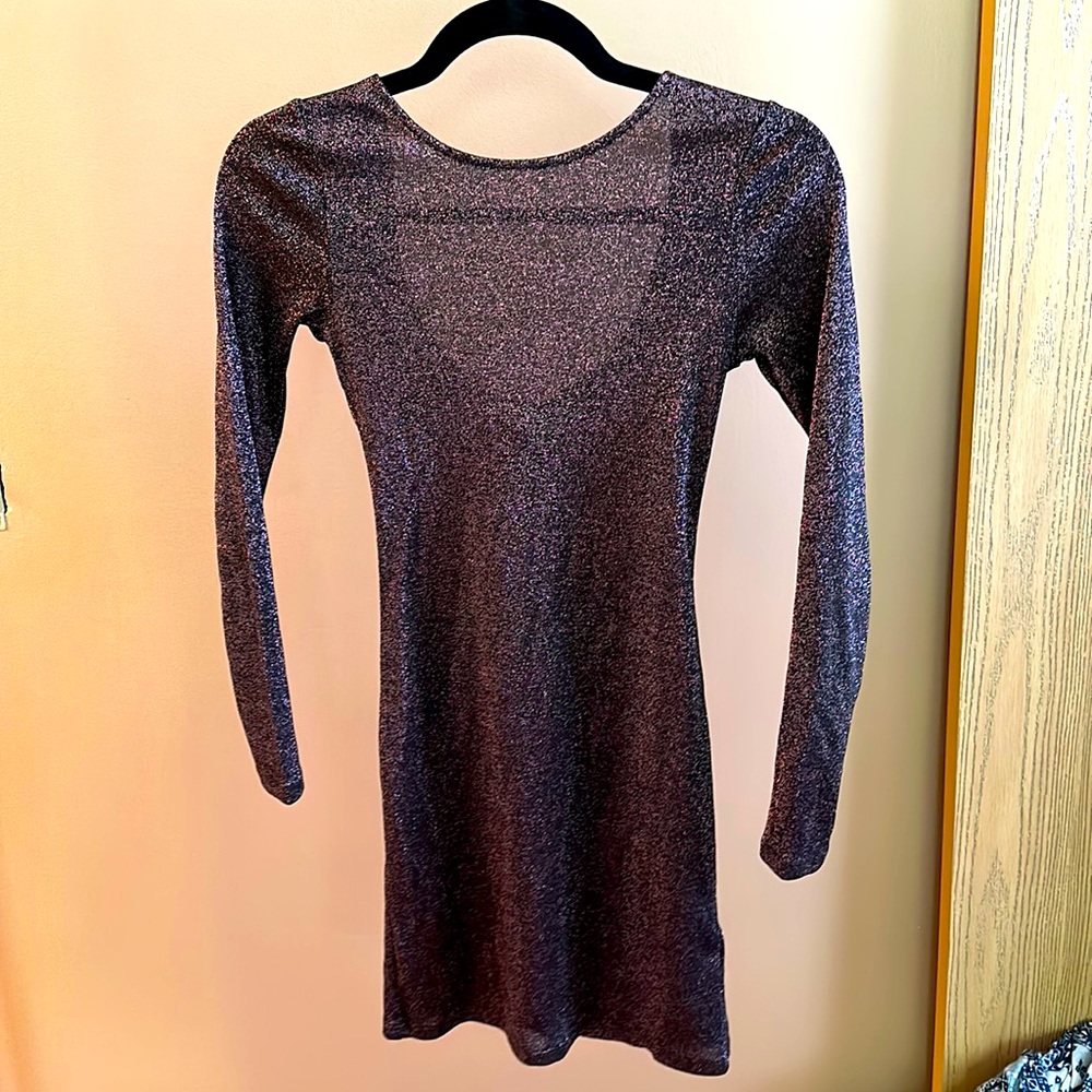 H&M Divided Glittery Fitted Bodycon Mini Dress Size  4| Color: Black/Pink